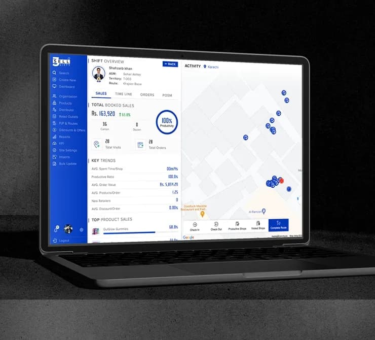 Management dashboard on a laptop